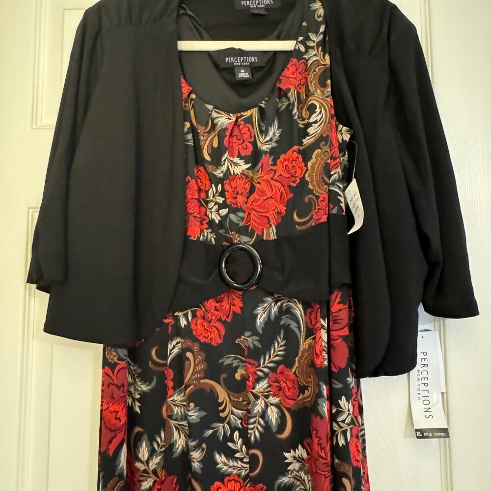 XL Perceptions New York Floral Dress / Coat (2 Piece) - Picture 2 of 10